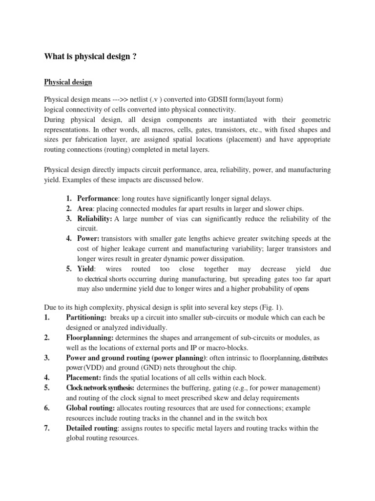 Essentials of Physical Design Process | PDF | Electrical Engineering ...