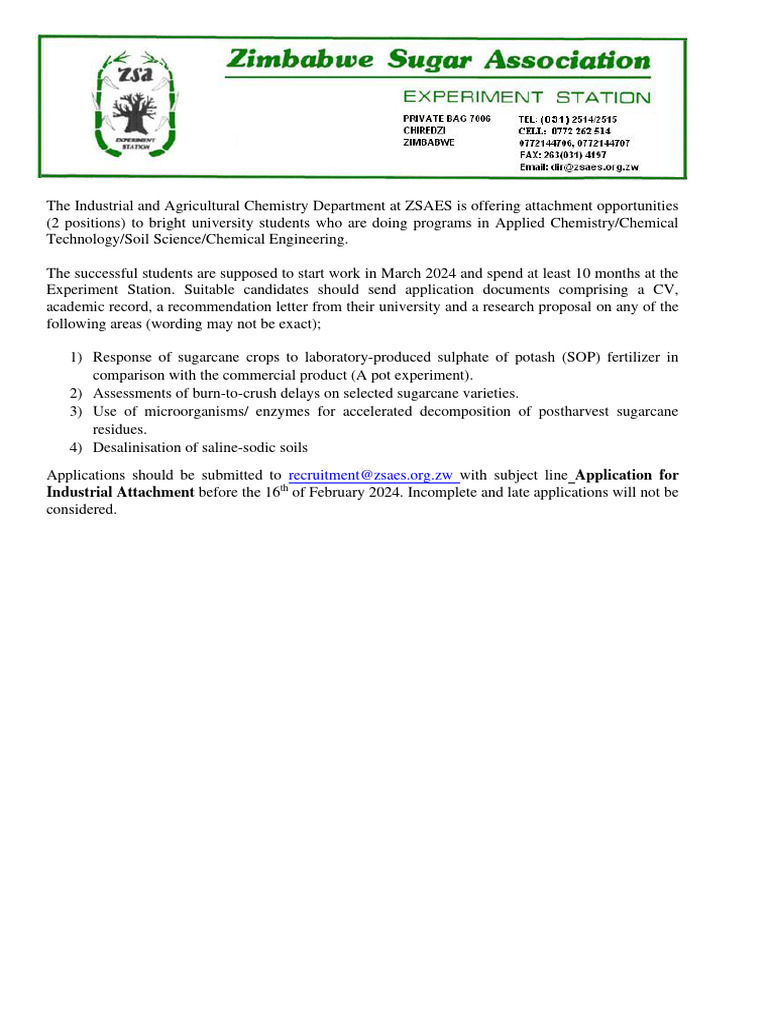 Advert For Industrial Attachment Lab | PDF