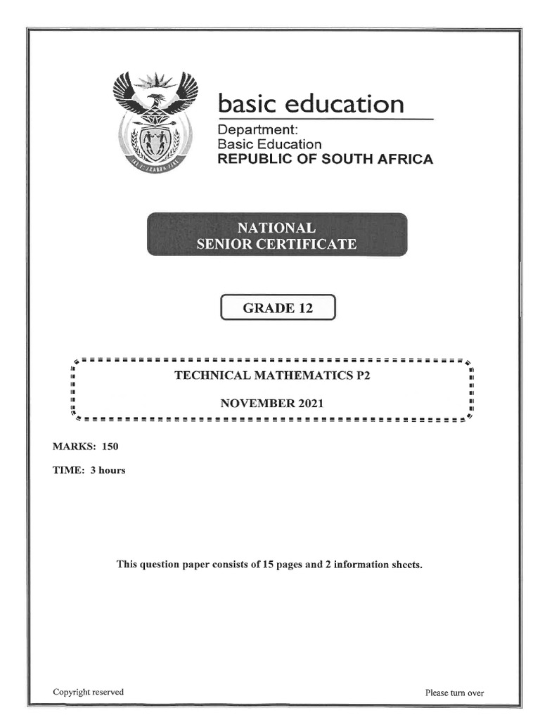 Technical Mathematics P2 Nov 2021 Eng | PDF