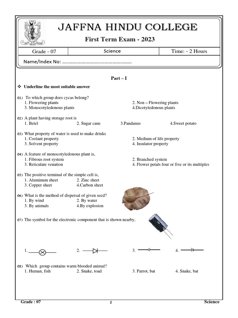 grade 7 science unit 1 papers english medium