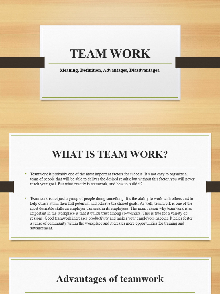 TEAM WORK PDF Employment Goal