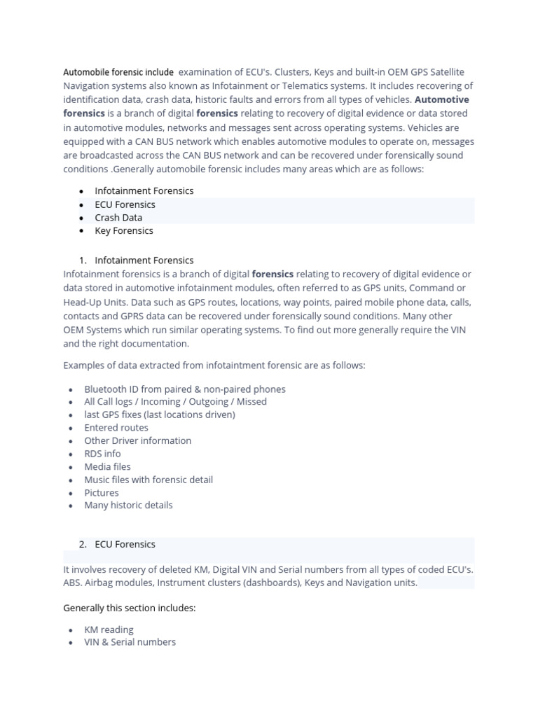Automotive Digital Forensics Overview | PDF | Digital Forensics ...