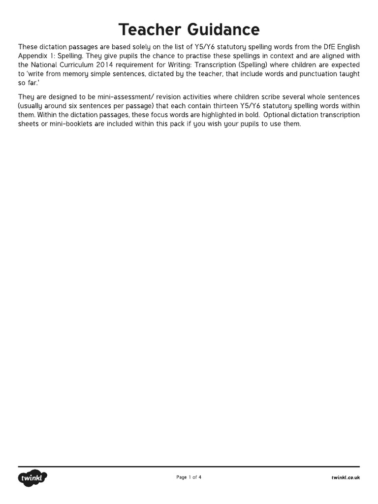Year 5 and 6 spelling dictation passages pdf