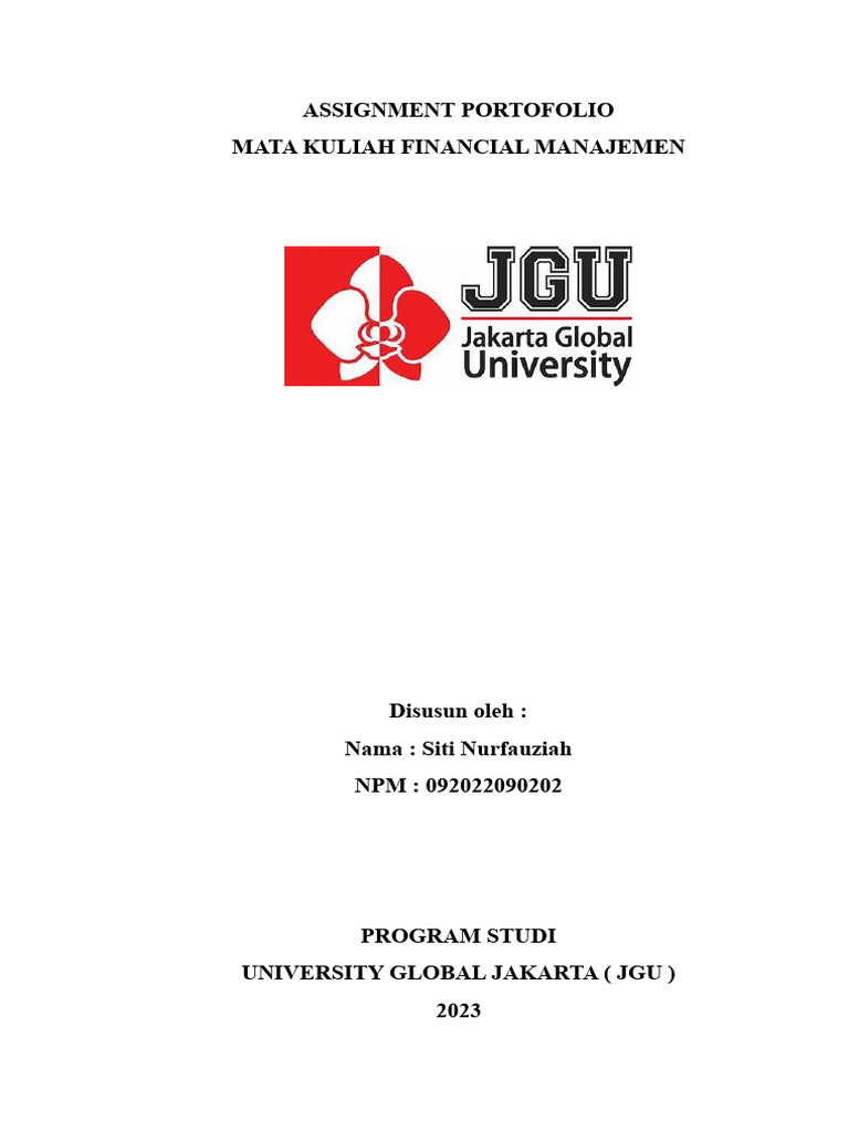 Portofolio Manajemen Keuangan 2023 | PDF