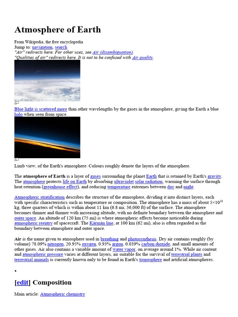 Earth's Atmospheric Composition Explained | PDF | Atmosphere Of Earth ...