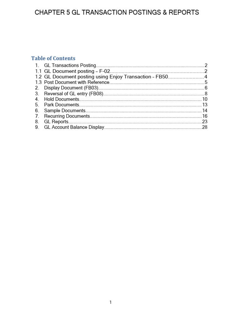 GL Transaction Postings and Reports Guide | PDF | Menu (Computing ...