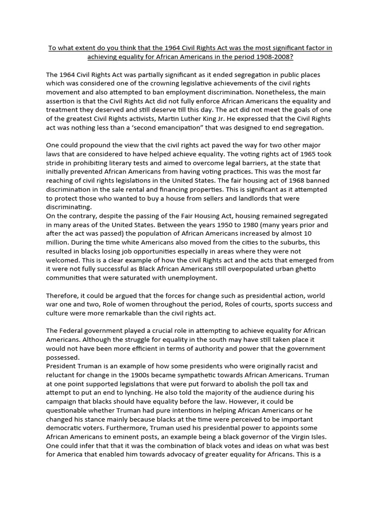 Impact of the 1964 Civil Rights Act | PDF | Civil Rights Act Of 1964 ...