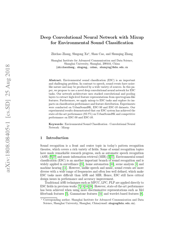 Deep CNN with Mixup for Sound Classification | PDF | Deep Learning ...