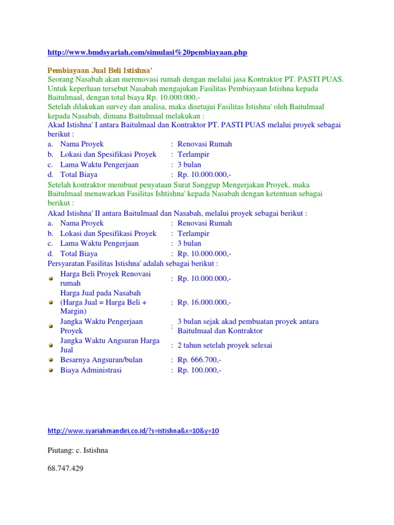 Studi Kasus Istishna