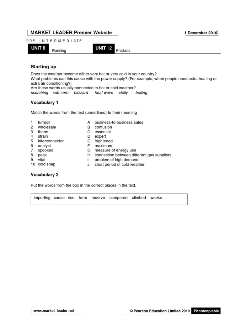 Market Leader Big Freeze Lesson Pdf Power Station Gases