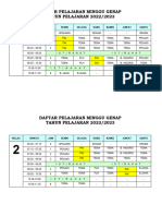 Daftar Pelajaran Minggu Genap