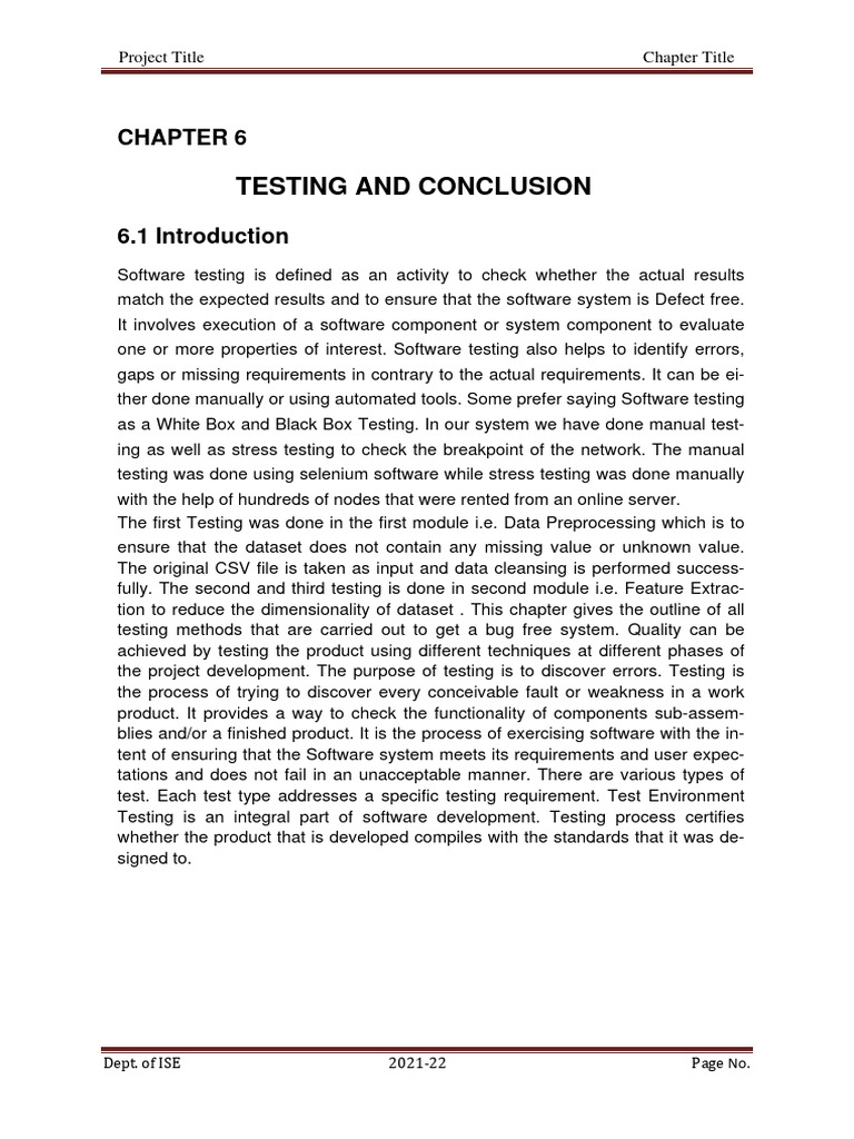 Chapter 6 Testing and Conclusion | PDF | Software Testing | Deep Learning