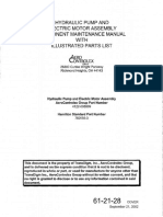 Hydraulic Pump and Electric Motor Assembly Component Maintenance Manual With Illustrated Parts List