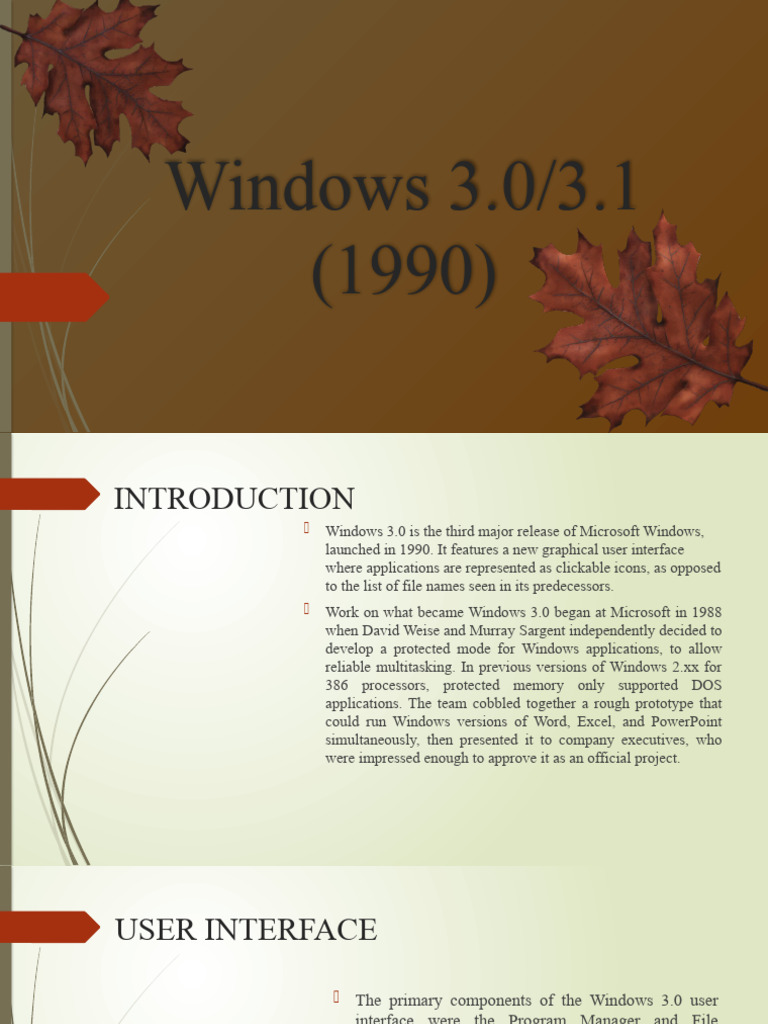 Overview of Windows 3.0 Features | PDF | Microsoft Windows | Microcomputers