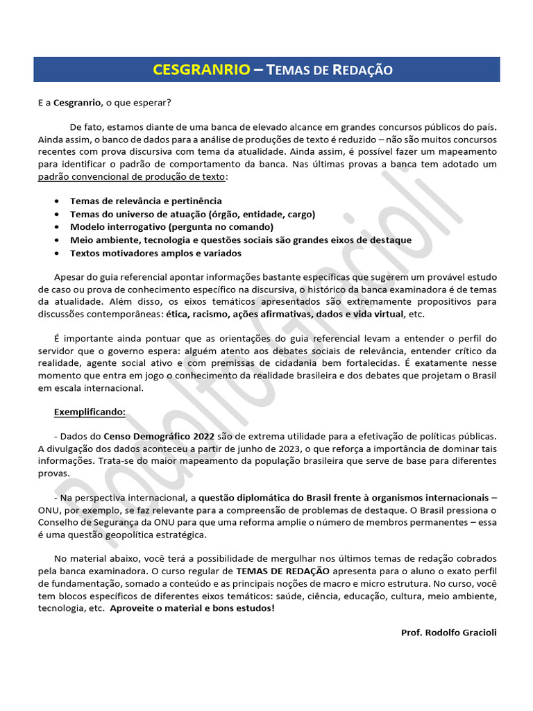 Cesgranrio Cnu Redacao Pdf