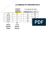 Mean, Median, and Mode For Grouped Data Template