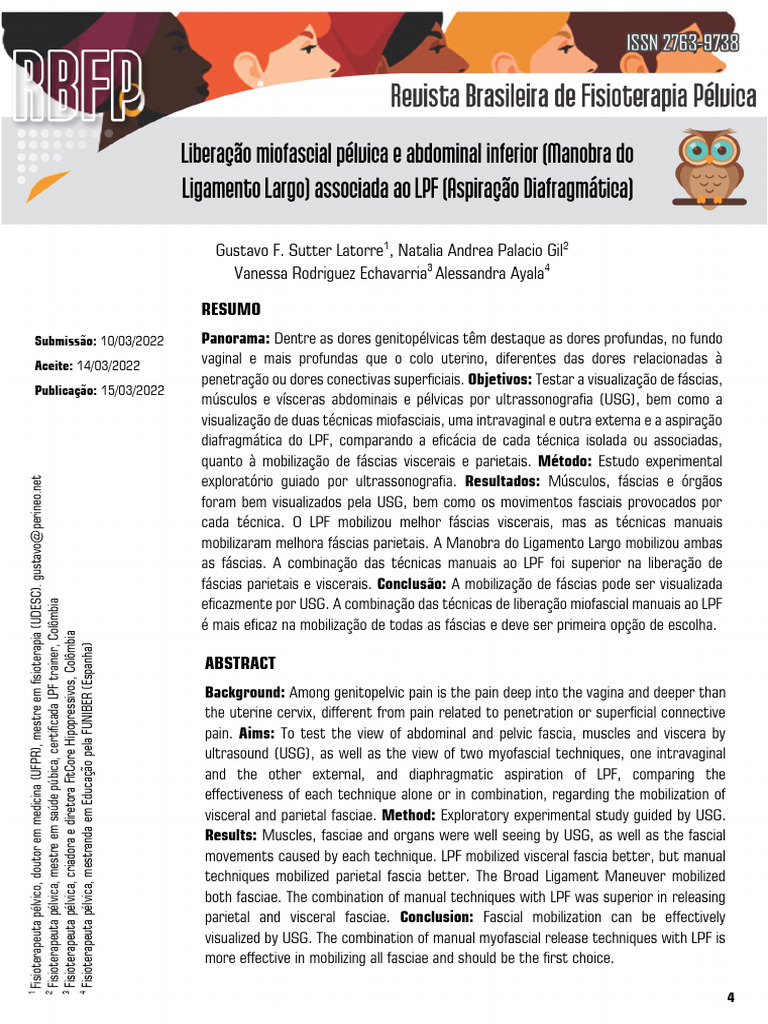 Fisioterapia Pélvica - Liberação Miofacial e LPF | PDF | Abdômen | Dor