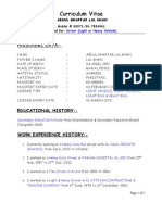 Curriculum Vitae: Personnel Data