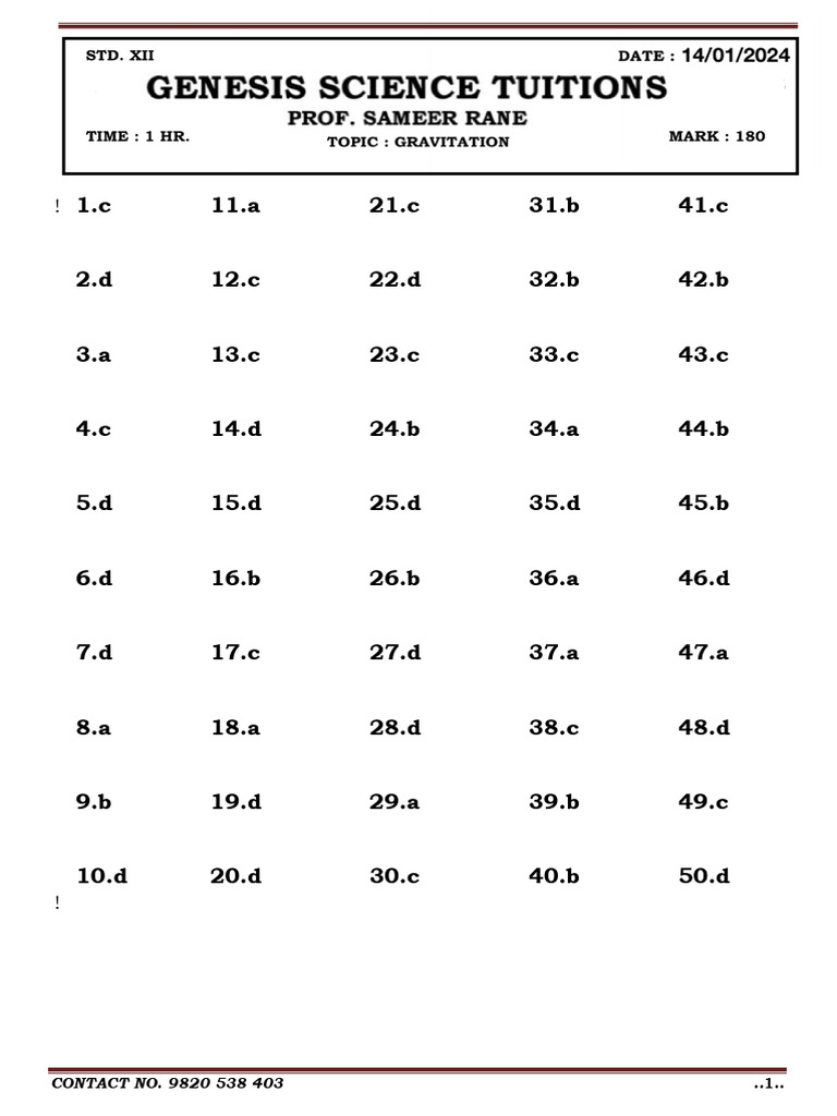 GST 11th Answer Key 14-1-24 | PDF