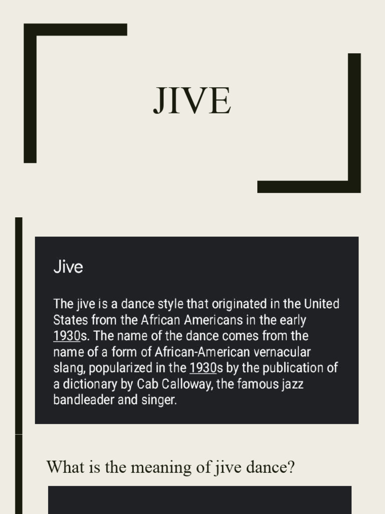 Jive Dance: Definition and Costumes | PDF | Art
