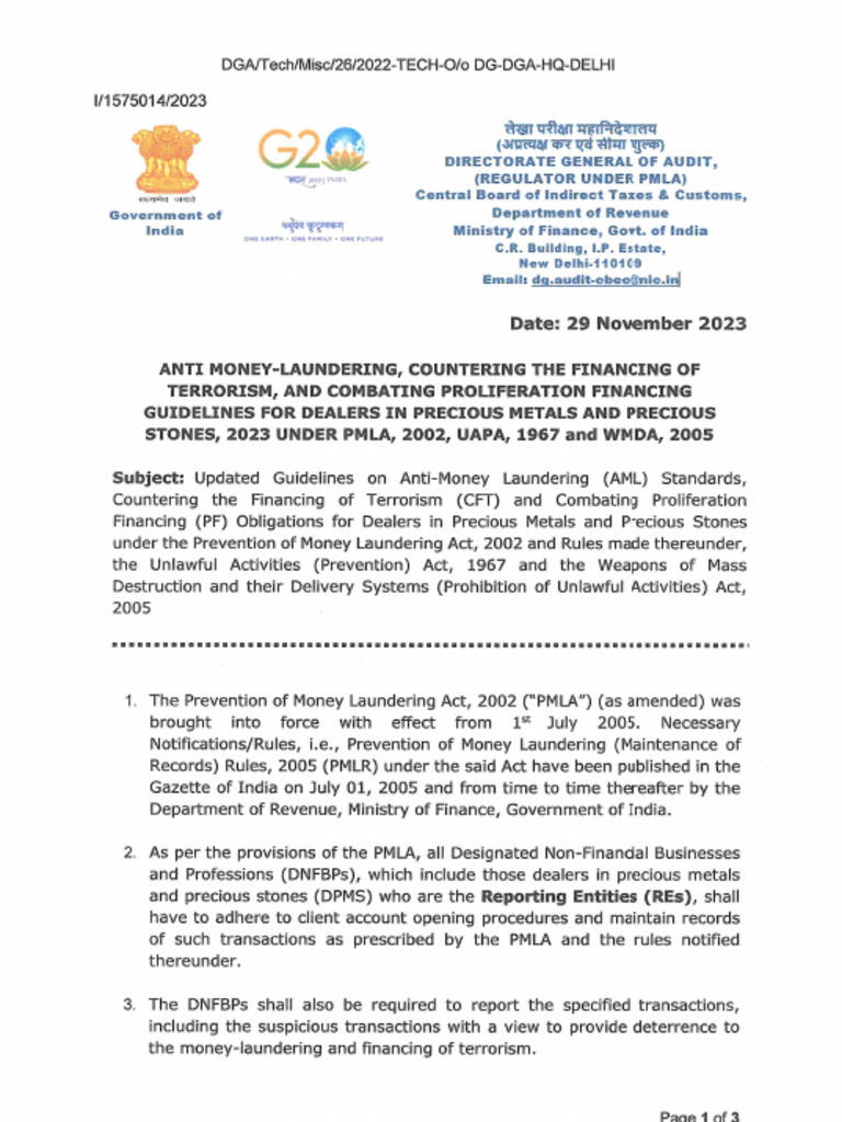 AML-CFT-CPF Guidelines - DPMS - 29.11.2023 | PDF | Money Laundering ...