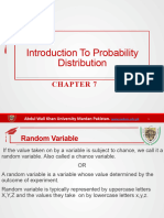 Introduction To Probability Distribution: Abdul Wali Khan University Mardan Pakistan