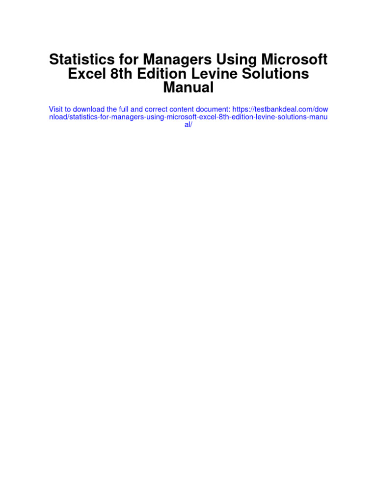 Instant Download Statistics For Managers Using Microsoft Excel 8th ...