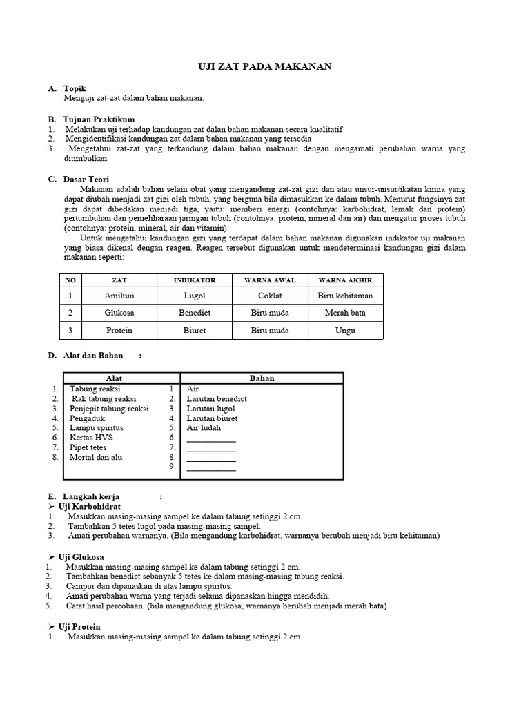 Lkpd Uji Zat Makanan Pdf