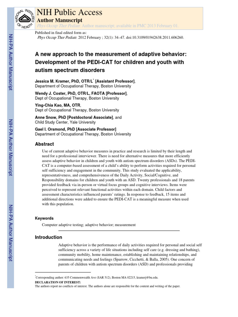 NIH Public Access | PDF | Autism Spectrum | Focus Group