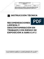 IT - RECOMENDACIONES DE LIMPIEZA Y DESCONTAMINACIÓN EN TRABAJOS CON RIESGO DE EXPOSICIÓN A SARS CoV 2 - Revision - 2
