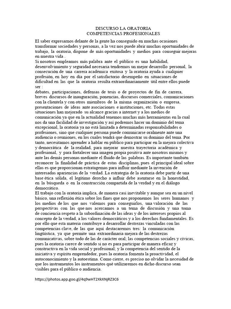 Importancia de la Oratoria en la Comunicación | PDF | Hablar en público ...