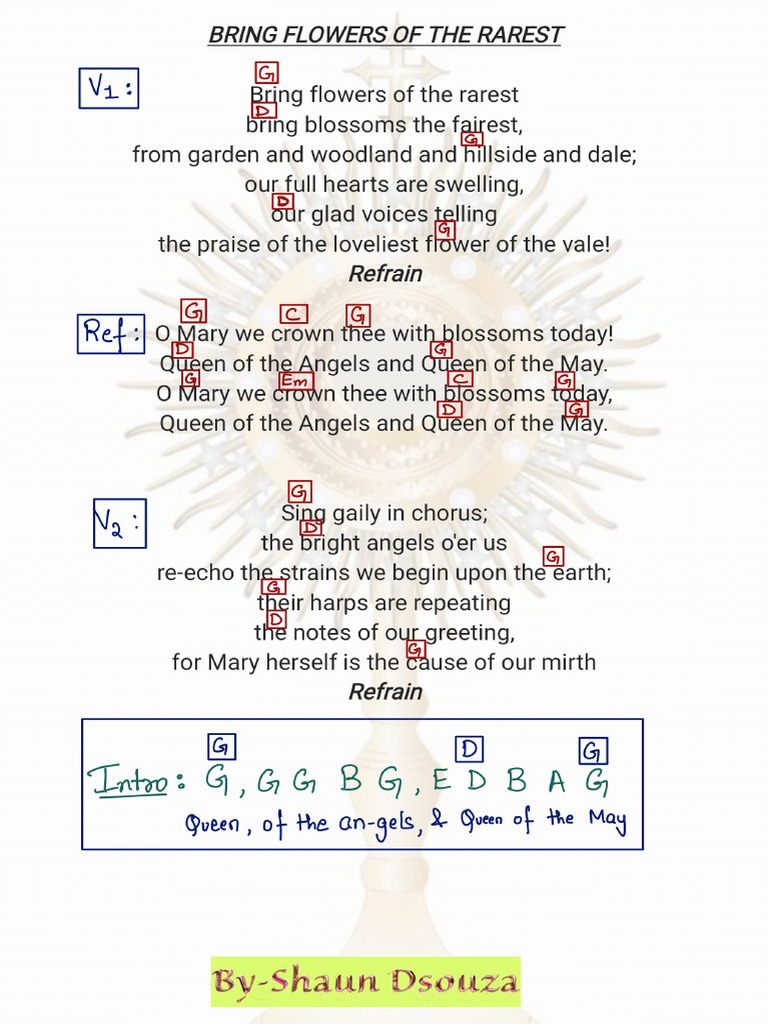 Bring flowers of the rarest chords PDF