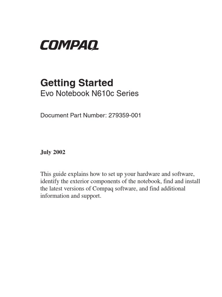 Copmpaq Evo N610c User Manual | PDF