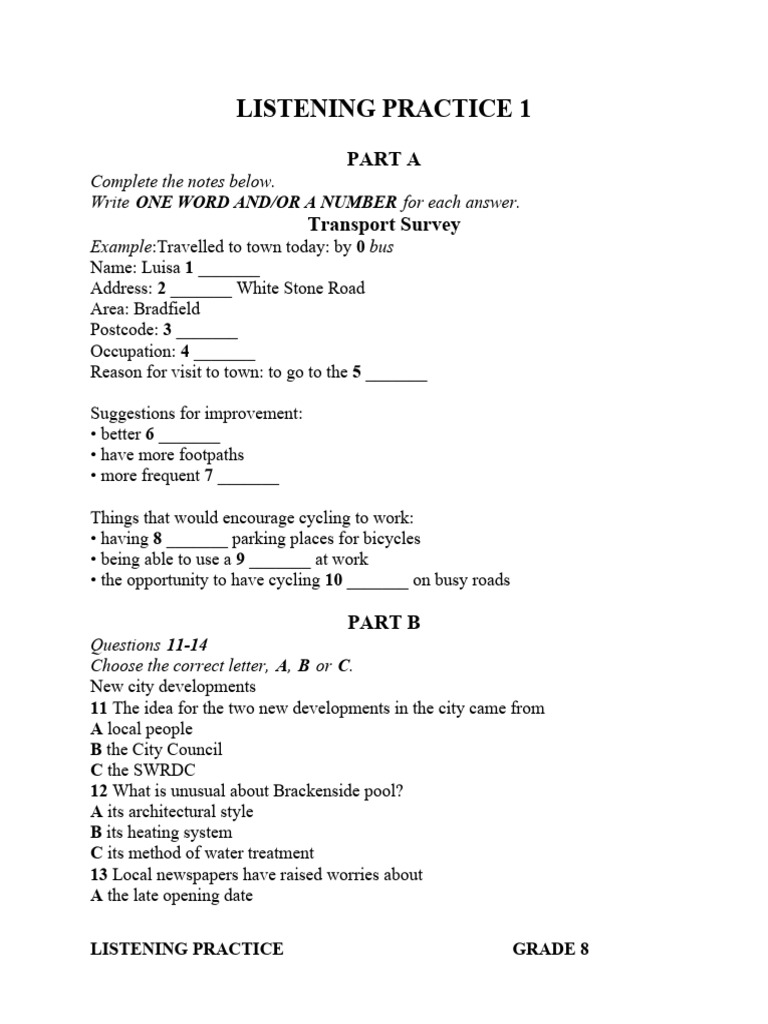 Listening Practice Pdf Art