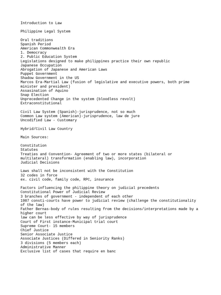 Introduction to Law Discussion PDF