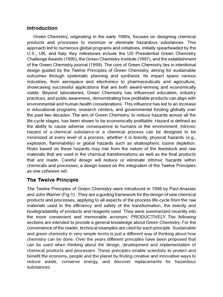 Green Chemistry PDF Green Chemistry Chemistry