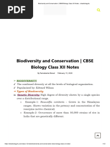 Biodiversity and Conservation - CBSE Biology Class XII Notes Cbsebiology4u
