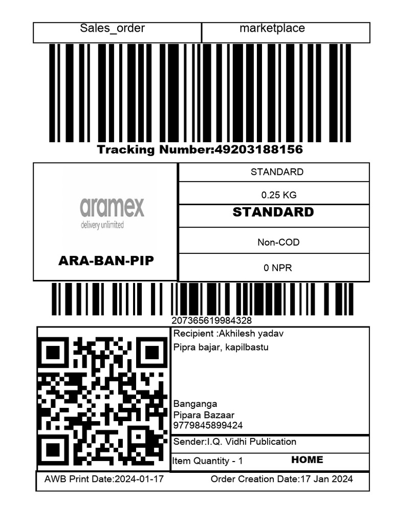 Sales order marketplace tracking number 49203188156 pdf