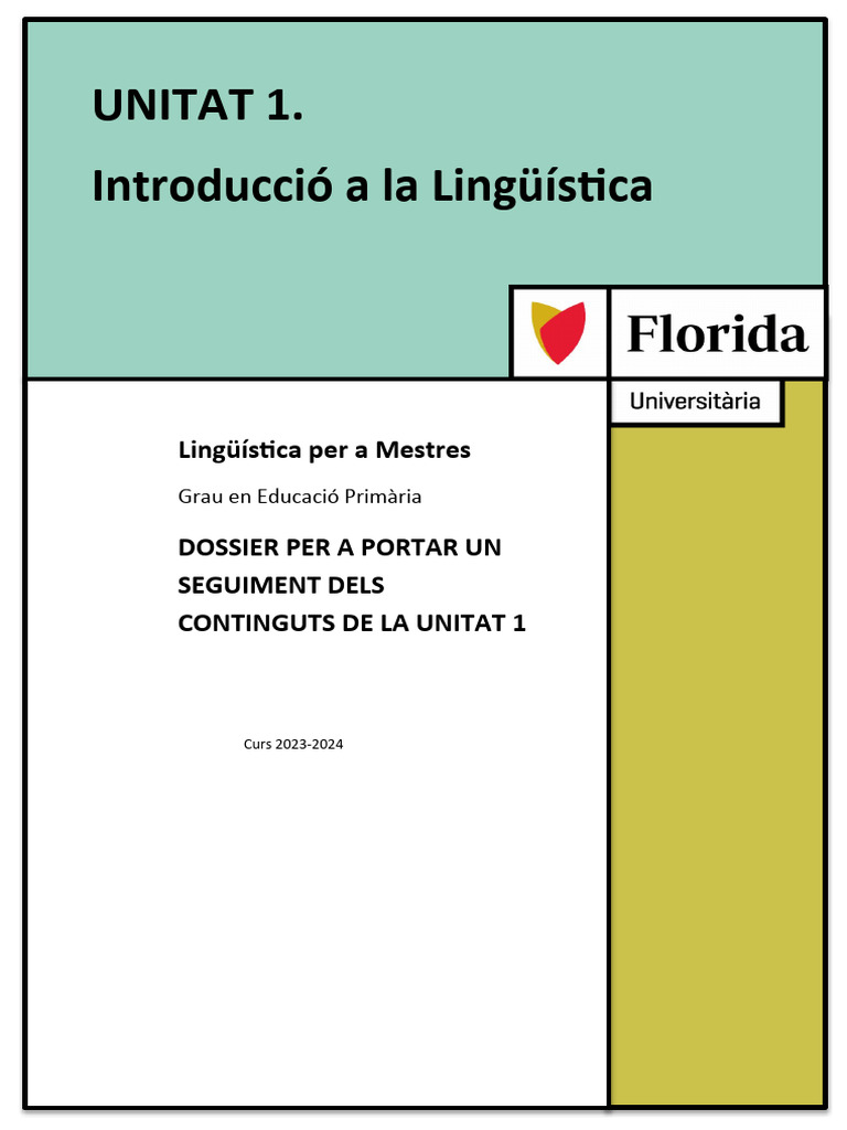 UNITAT 1 IntroducciÃ A La Lingã Ã Stica 23 - 24 | PDF