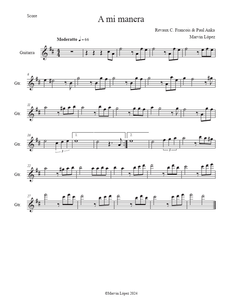 A Mi Manera Score Pdf