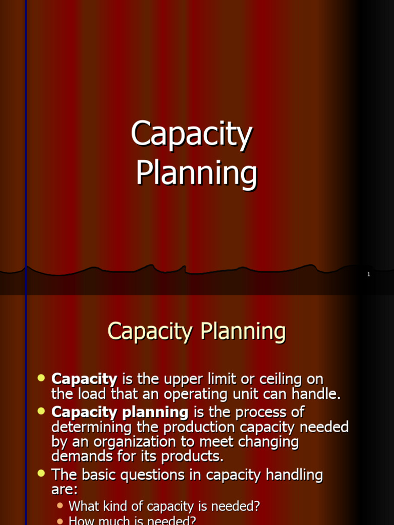Capacity Planning PDF Financial Economics Business Economics