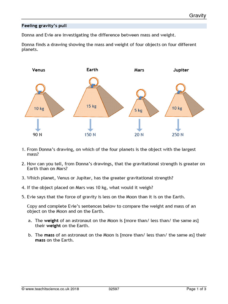 Feeling Gravity's Pull | PDF | Planets | Weight
