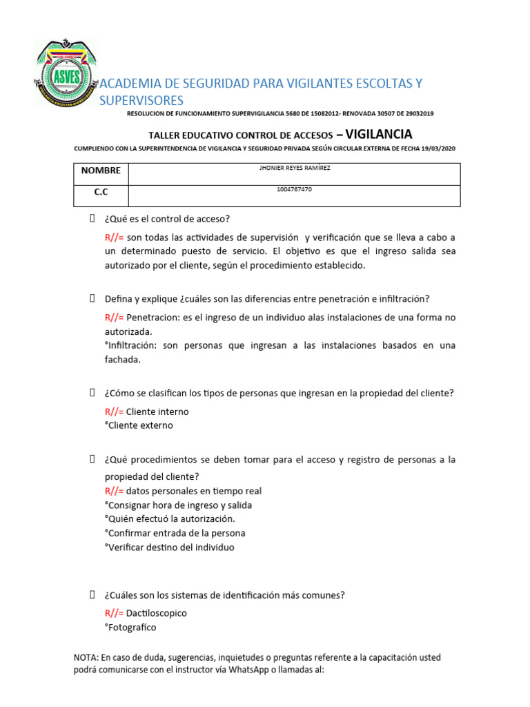 Control de Acceso en Seguridad Privada | PDF
