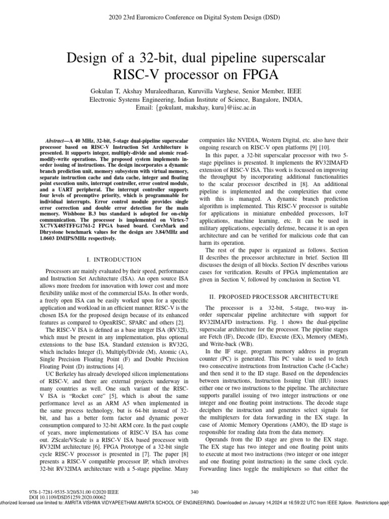 RISC-V Dual Pipeline Processor Design | PDF | Central Processing Unit ...