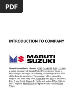 Introduction To Company: Maruti Suzuki India Limited (NSE: MARUTI, BSE: 532500)