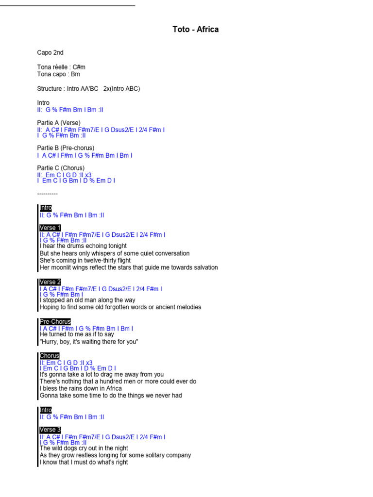 Africa pdf song structure vocal music