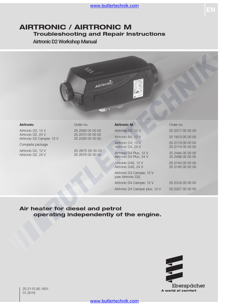 Eberspacher Espar Airtronic d2 Repair Manual PDF
