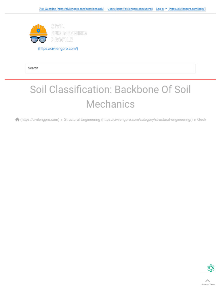 Soil Classification Backbone of Soil Mechanics - Civil Engineering ...