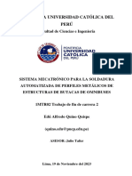 Sistema Mecatrónico para La Soldadura Automatizada de Perfiles Metálicos de Estructuras de Butacas de Omnibuses