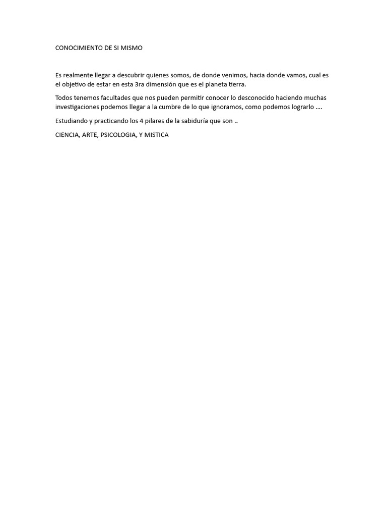 Conocimiento de Si Mismo | PDF